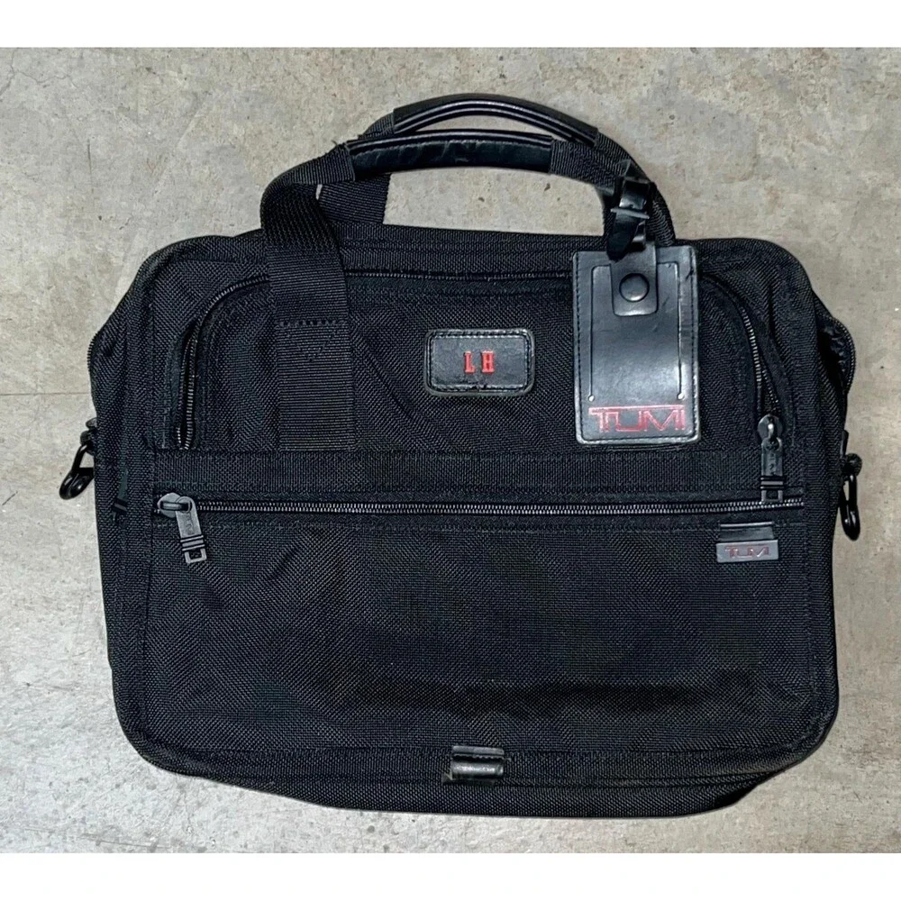 Tumi Alpha 2 Slim Organizer Laptop Brief LR initials